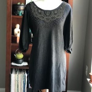 Chetta B Sweater Dress with Beaded Neck L